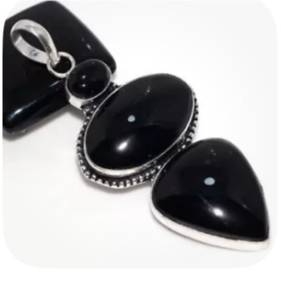925 Silver Plated Black Onyx Pendant - Picture 1 of 1